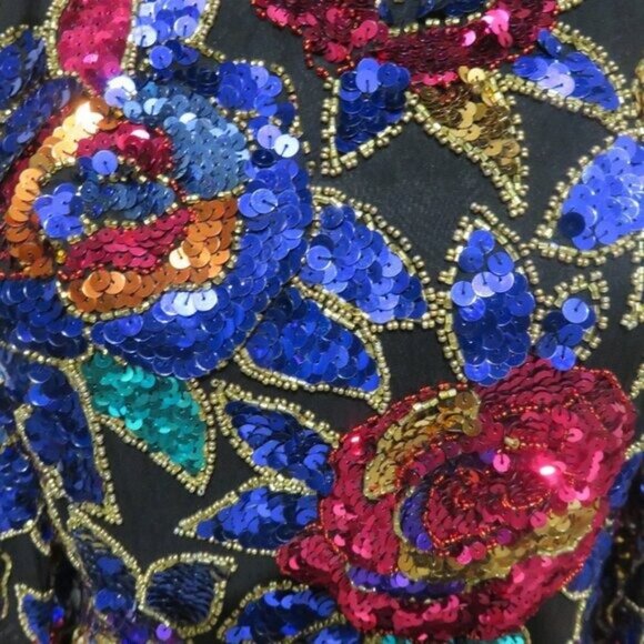 Oleg Cassini Black Tie Stunning Intricate Hand Beaded Sequined Gown Vintage - Picture 5 of 10